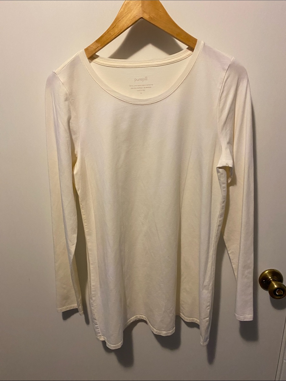 Pure Jill Long Sleeve Crew Tee — Cream